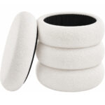 SONGMICS Taburet decorativ cu sezut moale, compartiment ascuns 30 L si capac detasabil, capacitate 150 kg, 43x47 cm, alb
