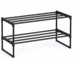 SONGMICS Raft pentru pantofi cu 2 niveluri, capacitate 6-9 perechi, 68x30x34 cm, negru