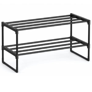 SONGMICS Raft pentru pantofi cu 2 niveluri, capacitate 6-9 perechi, 68x30x34 cm, negru
