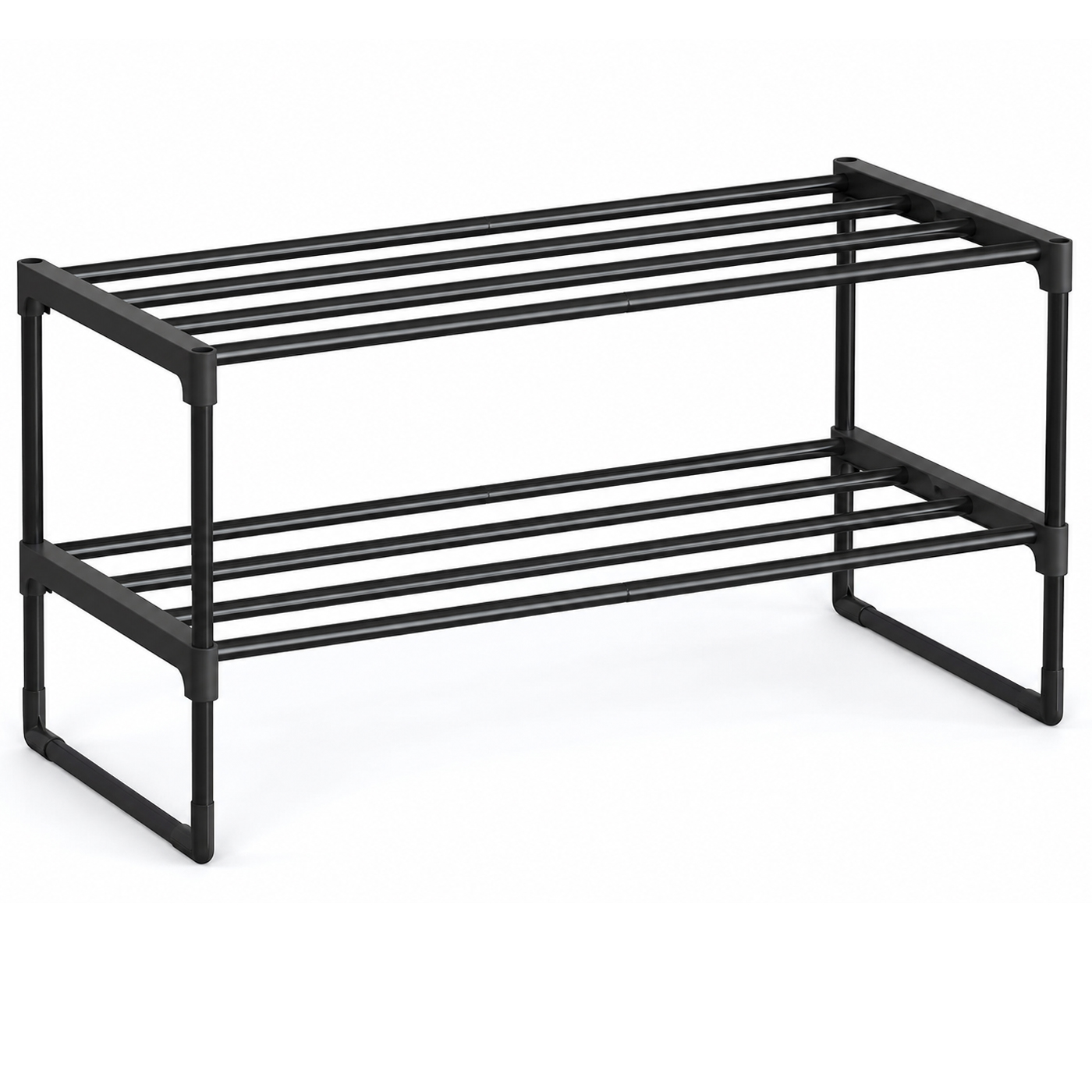 SONGMICS Raft pentru pantofi cu 2 niveluri, capacitate 6-9 perechi, 68x30x34 cm, negru