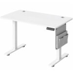 SONGMICS Birou electric sit-stand, reglabil 72-120 cm, motor silentios, USB-C 20W, 100x60 cm, alb