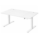 VASAGLE Birou electric sit-stand, reglabil 72-120 cm, blat extra mare 160x80 cm, USB-C 20W, alb