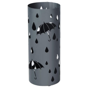 SONGMICS Suport metalic pentru umbrele, cu carlige si tava de picurare, 20x20x49 cm, gri antracit mat
