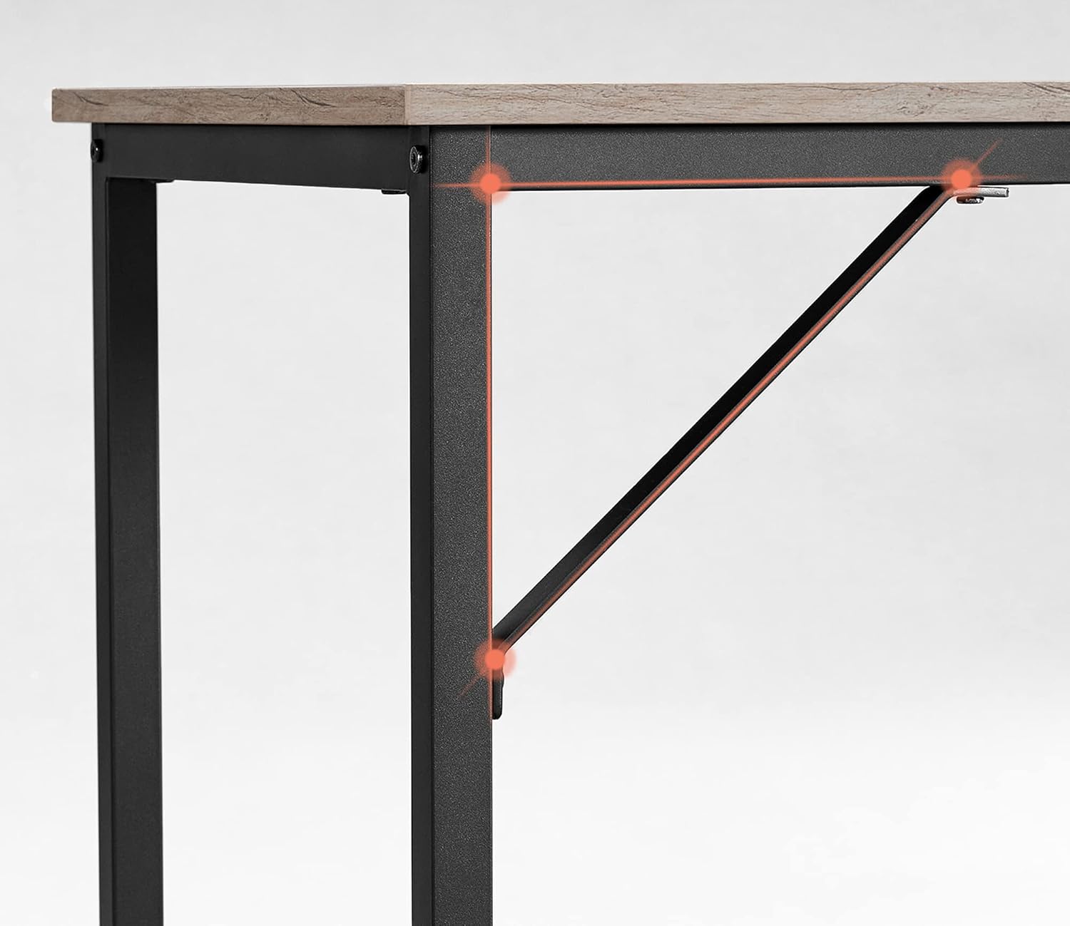 VASAGLE Birou calculator cu cadru metalic si blat PAL, stil industrial, 135x60x76 cm, gri stejar - imagine 6