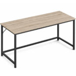 VASAGLE Birou calculator cu cadru metalic si blat PAL, stil industrial, 135x60x76 cm, gri stejar
