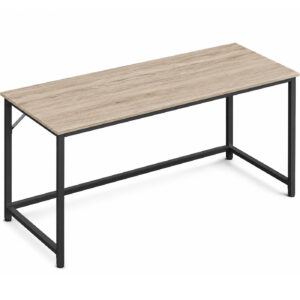 VASAGLE Birou calculator cu cadru metalic si blat PAL, stil industrial, 135x60x76 cm, gri stejar