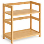 SONGMICS Raft de depozitare pe 2 niveluri, MDF, organizator de birou sau bucatarie, 42x18x43 cm, bej natural