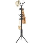 SONGMICS Cuier metalic tip pom cu 16 carlige, 43x48x175 cm, negru