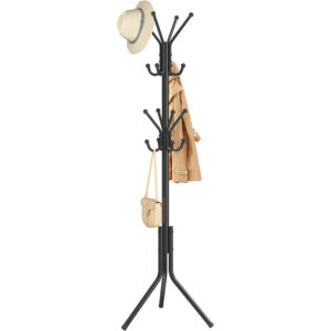 SONGMICS Cuier metalic tip pom cu 16 carlige, 43x48x175 cm, negru