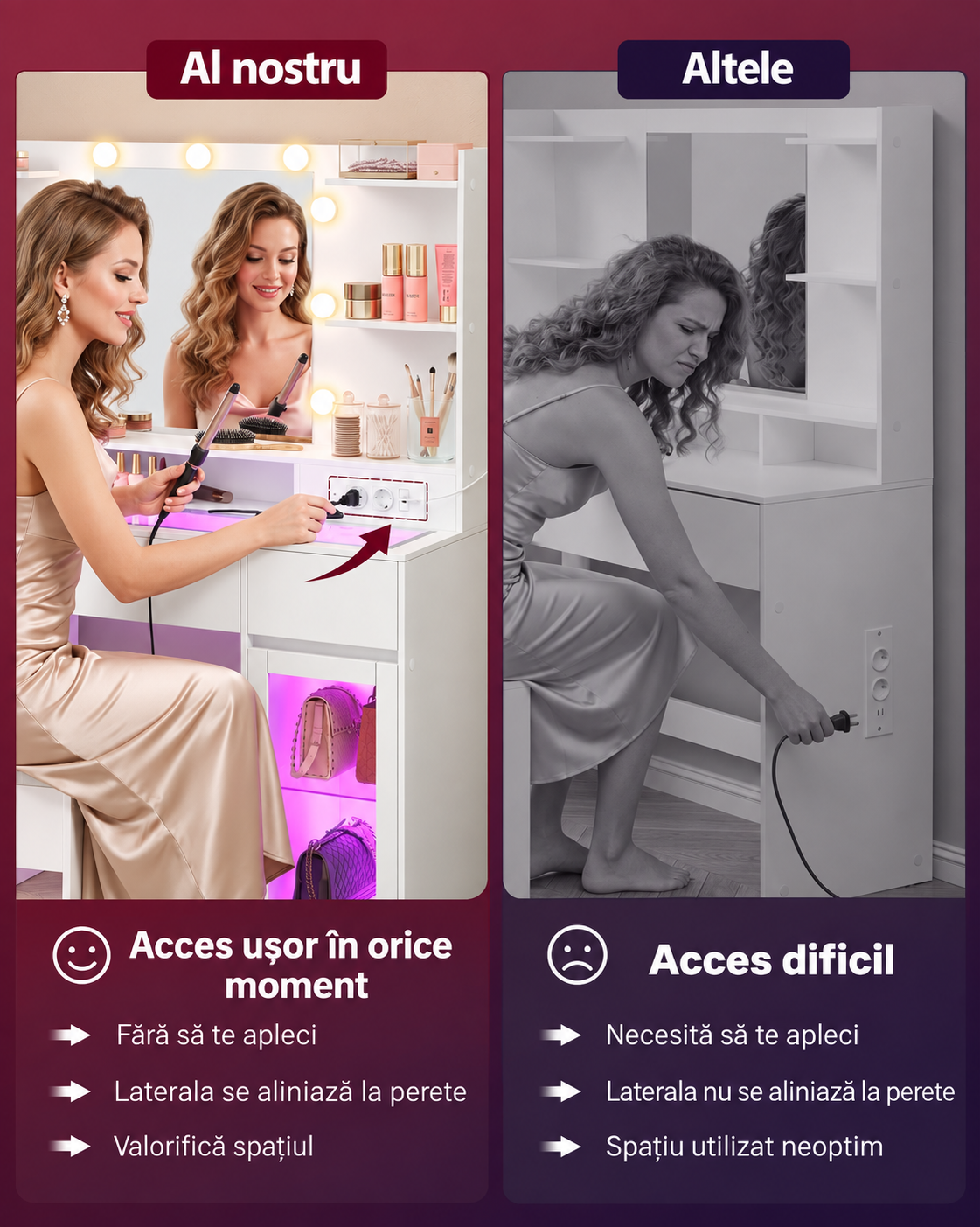 VASAGLE Masa de toaleta Kailyn cu oglinda iluminata, iluminare RGB, blat din sticla, sertare, 2 dulapuri, priza si USB, 107x40x145 cm, alb mat - imagine 6