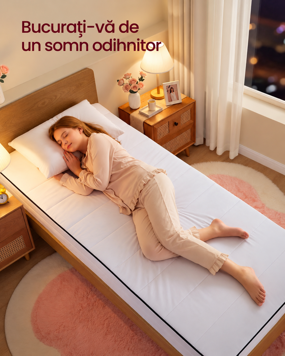 VASAGLE Saltea 90x200 cm cu spuma Memory Gel, 7 zone, doua fete de dormit, husa detasabila si lavabila, fermitate medie H3, alb - imagine 5