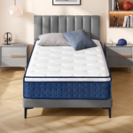 VASAGLE Saltea 90x200 cm cu arcuri individuale pentru reducerea transferului de miscare, spuma cu memorie si gel, 7 zone ergonomice si margini ranforsate, alb