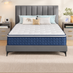 VASAGLE Saltea 140x200 cm cu arcuri individuale Pocket si spuma Memory Gel, sustinere 7 zone, mediu-ferma H3, alb