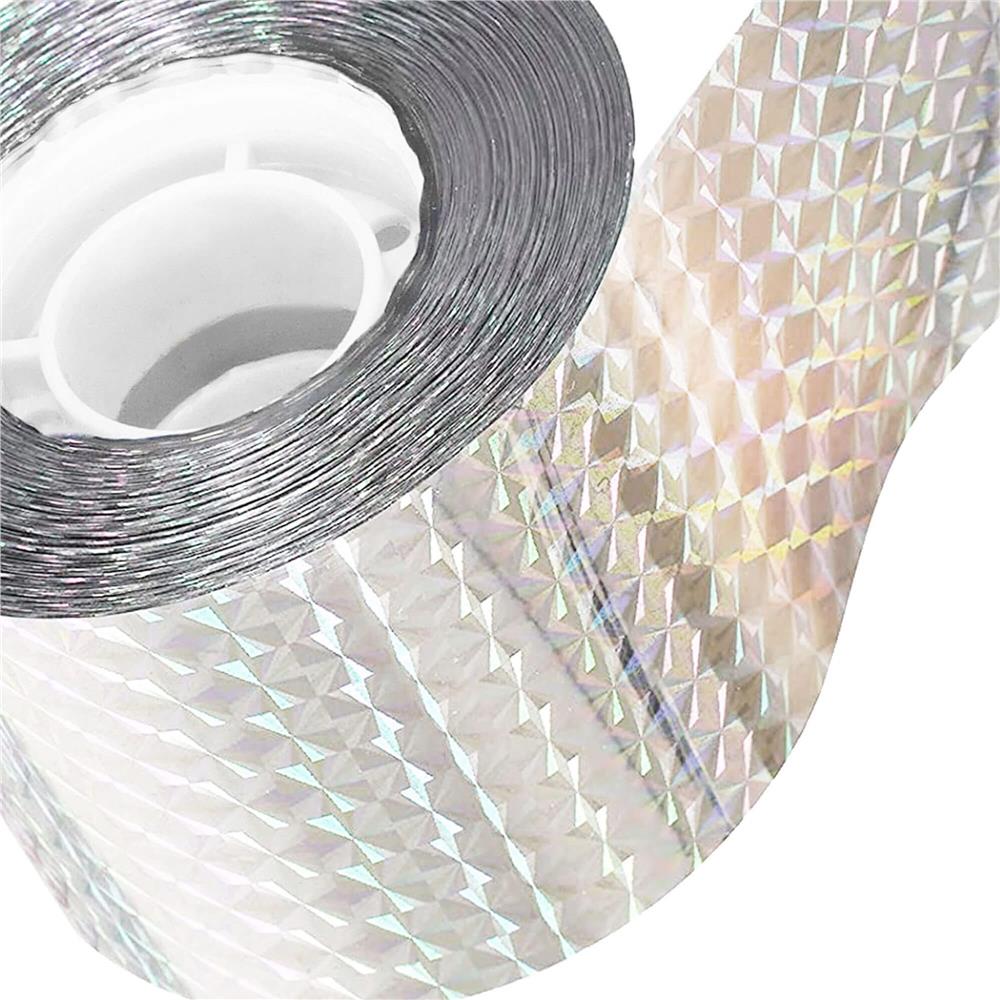 Banda cu efect holografic reflectorizant pentru alungarea pasarilor, 80 metri, gri - imagine 5