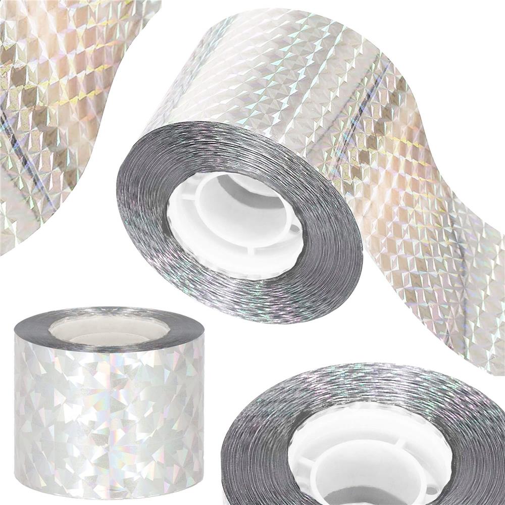 Banda cu efect holografic reflectorizant pentru alungarea pasarilor, 80 metri, gri - imagine 7