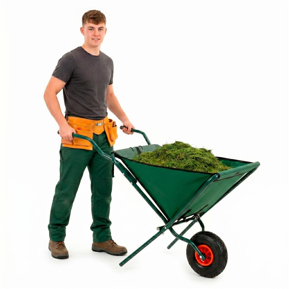 Roaba de gradina pliabila cu roata pneumatica, capacitate 50 L, sarcina 30 kg, 116x64x65 cm, verde - imagine 13