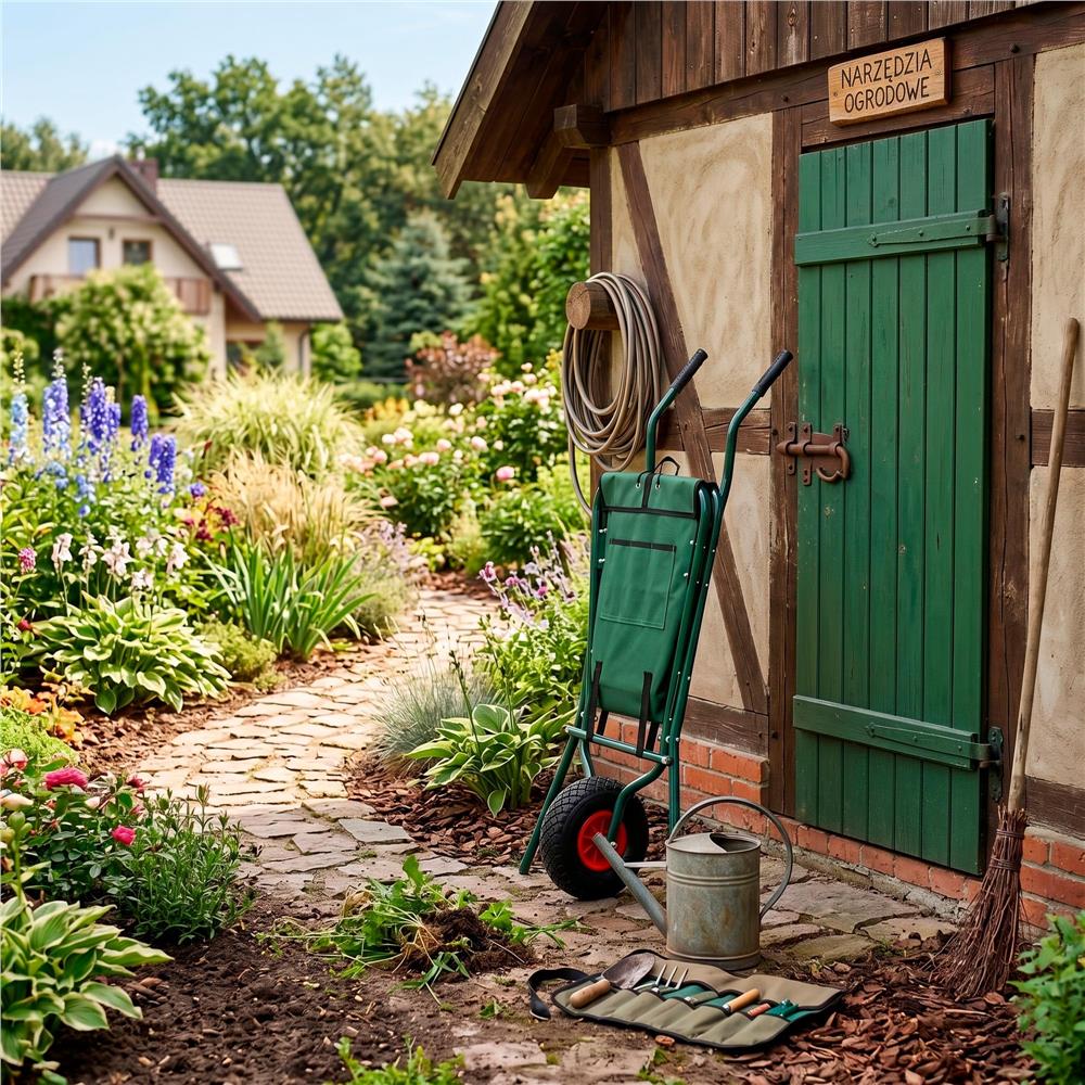 Roaba de gradina pliabila cu roata pneumatica, capacitate 50 L, sarcina 30 kg, 116x64x65 cm, verde - imagine 17
