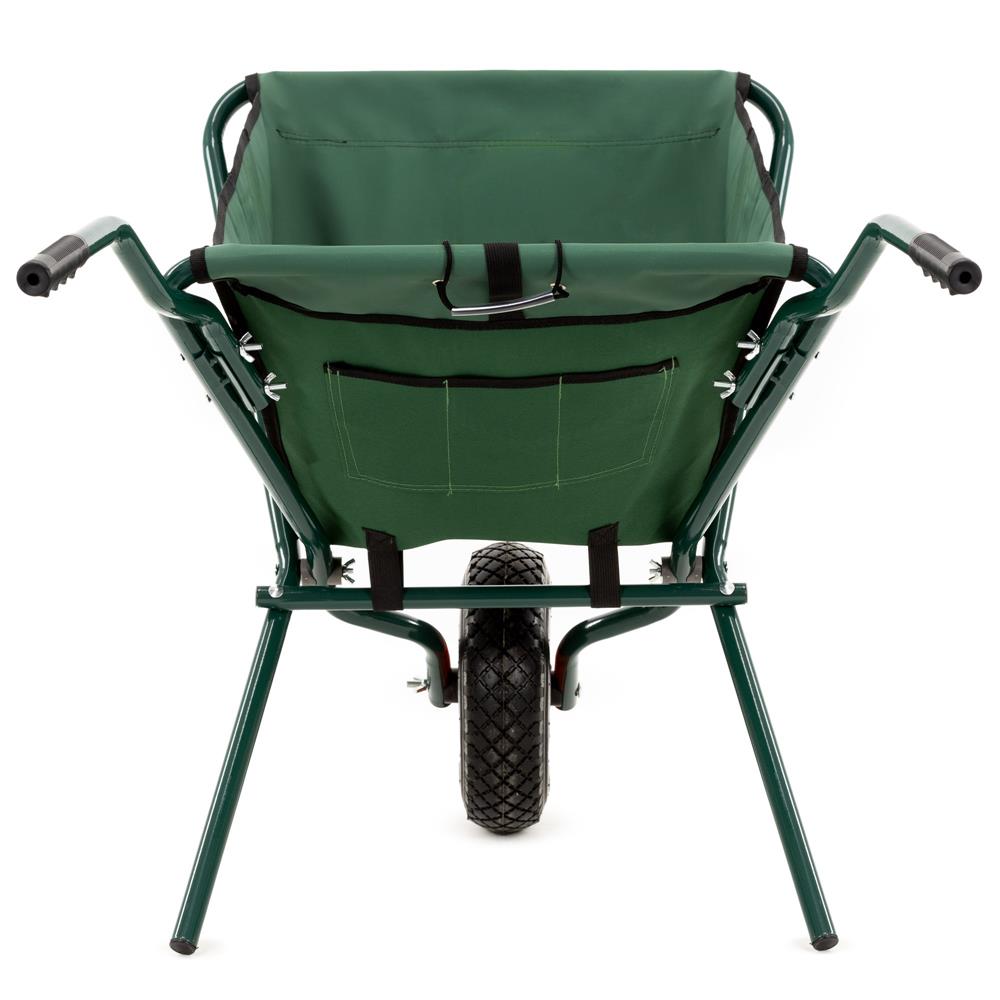 Roaba de gradina pliabila cu roata pneumatica, capacitate 50 L, sarcina 30 kg, 116x64x65 cm, verde - imagine 3