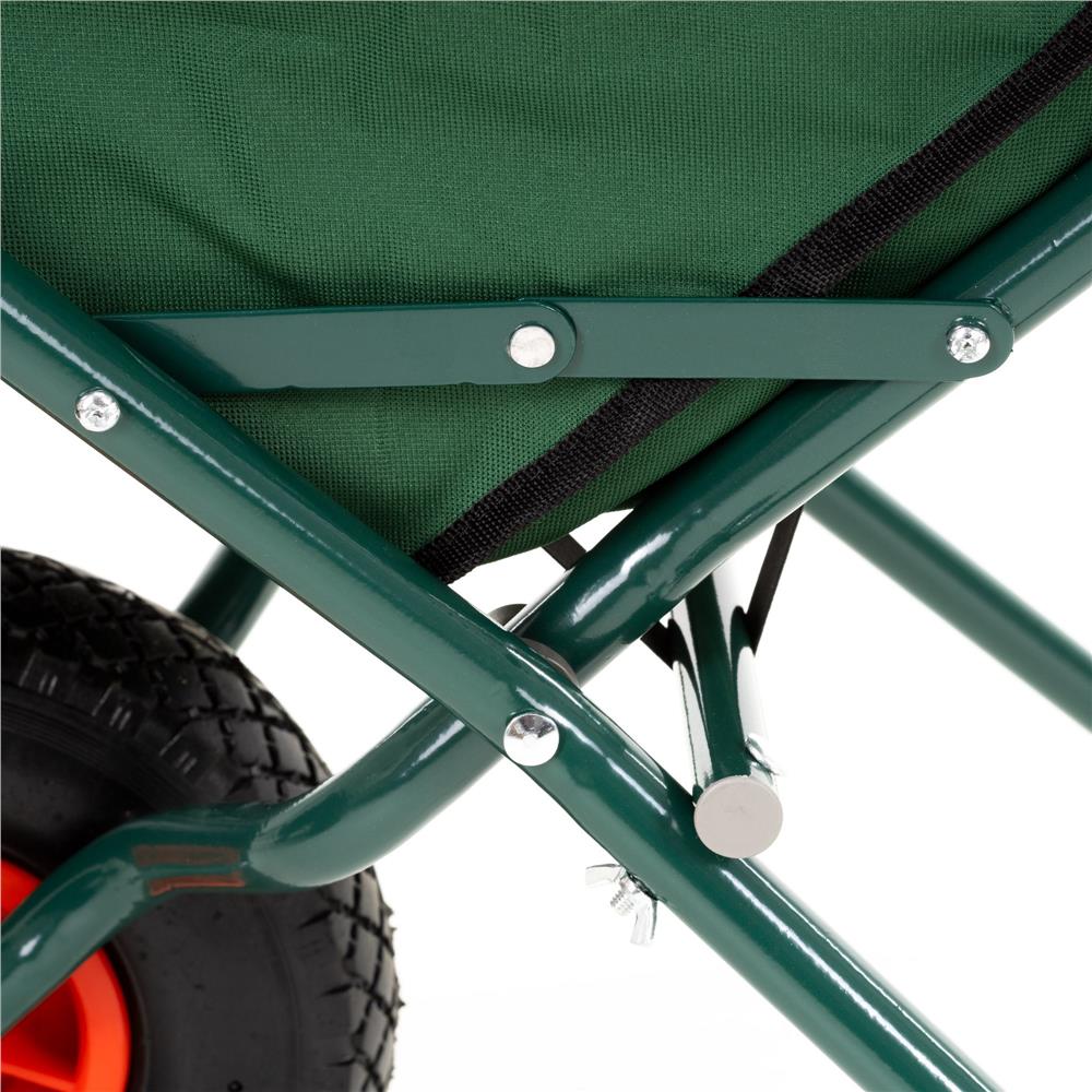 Roaba de gradina pliabila cu roata pneumatica, capacitate 50 L, sarcina 30 kg, 116x64x65 cm, verde - imagine 6