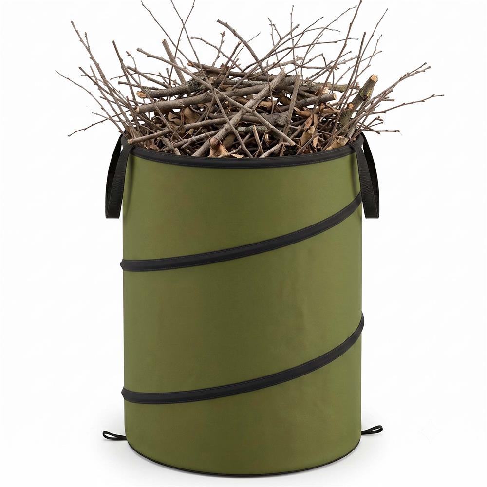 Cos pliabil pentru frunze, iarba si deseuri de gradina, 120 L, poliester cu tesatura oxford, 47x70 cm, verde - imagine 17