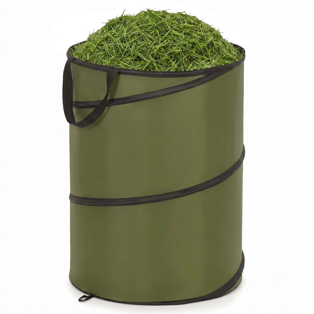 Cos pliabil pentru frunze, iarba si deseuri de gradina, 120 L, poliester cu tesatura oxford, 47x70 cm, verde - imagine 19