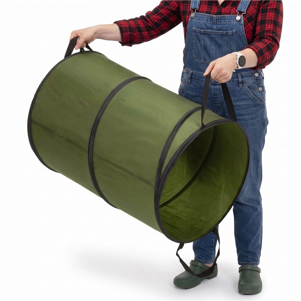 Cos pliabil pentru frunze, iarba si deseuri de gradina, 120 L, poliester cu tesatura oxford, 47x70 cm, verde - imagine 6