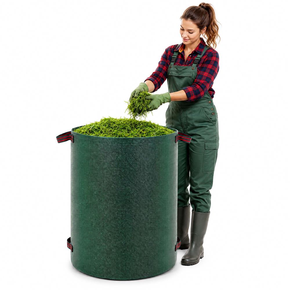 Cos pliabil pentru frunze, iarba si deseuri de gradina, 300 L, polipropilena, 68x84 cm, verde - imagine 25