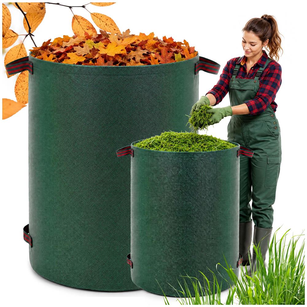 Cos pliabil pentru frunze, iarba si deseuri de gradina, 300 L, polipropilena, 68x84 cm, verde