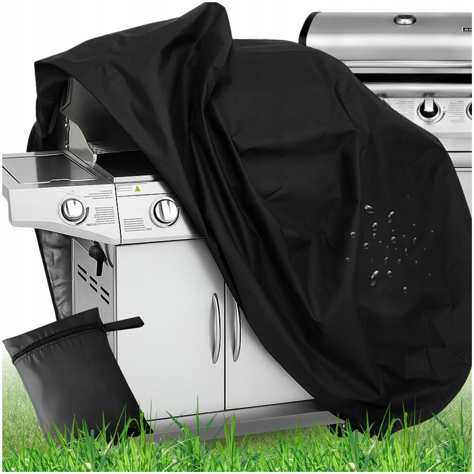 Husa de protectie pentru gratar, tesatura oxford impermeabila, protectie UV, 145x61x117 cm, negru - imagine 2