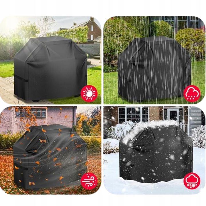 Husa de protectie pentru gratar, tesatura oxford impermeabila, protectie UV, 145x61x117 cm, negru - imagine 11