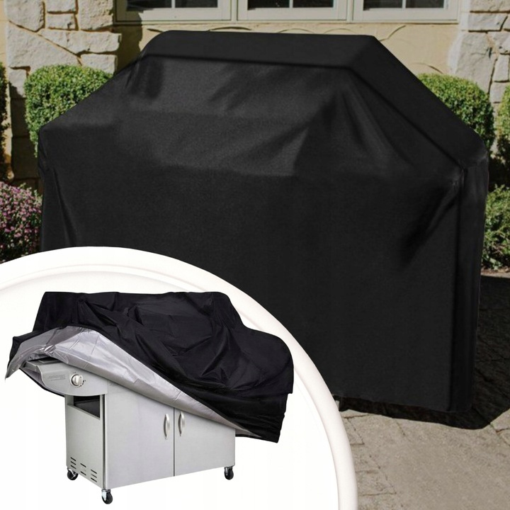 Husa de protectie pentru gratar, tesatura oxford impermeabila, protectie UV, 145x61x117 cm, negru - imagine 3