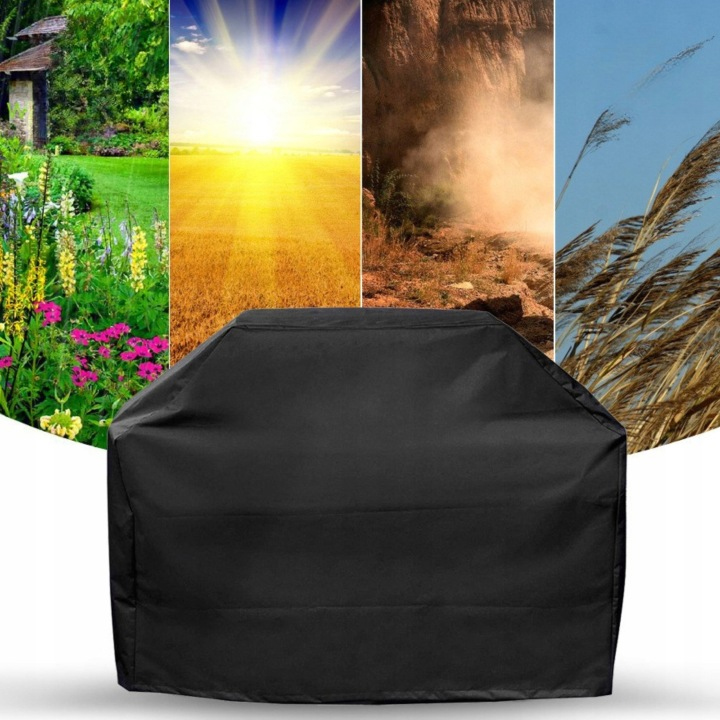 Husa de protectie pentru gratar, tesatura oxford impermeabila, protectie UV, 145x61x117 cm, negru - imagine 4
