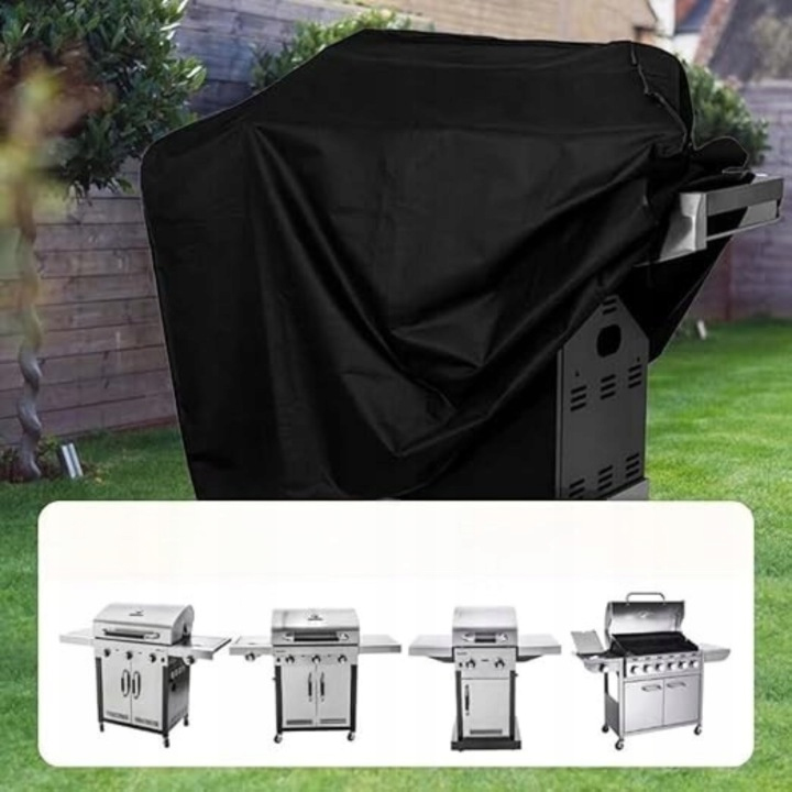 Husa de protectie pentru gratar, tesatura oxford impermeabila, protectie UV, 145x61x117 cm, negru - imagine 5