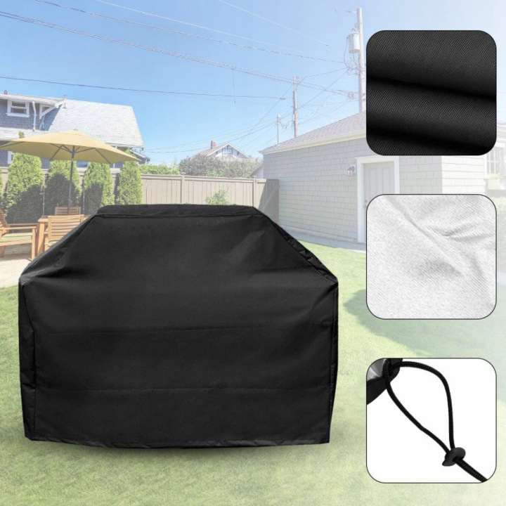 Husa de protectie pentru gratar, tesatura oxford impermeabila, protectie UV, 145x61x117 cm, negru - imagine 9