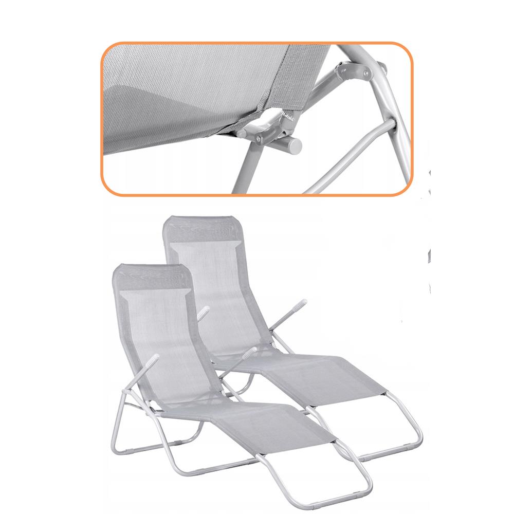 Sezlong pliabil Zero Gravity cu sezut din textilene, capacitate 120 kg, 60x185x96 cm, gri deschis - imagine 3