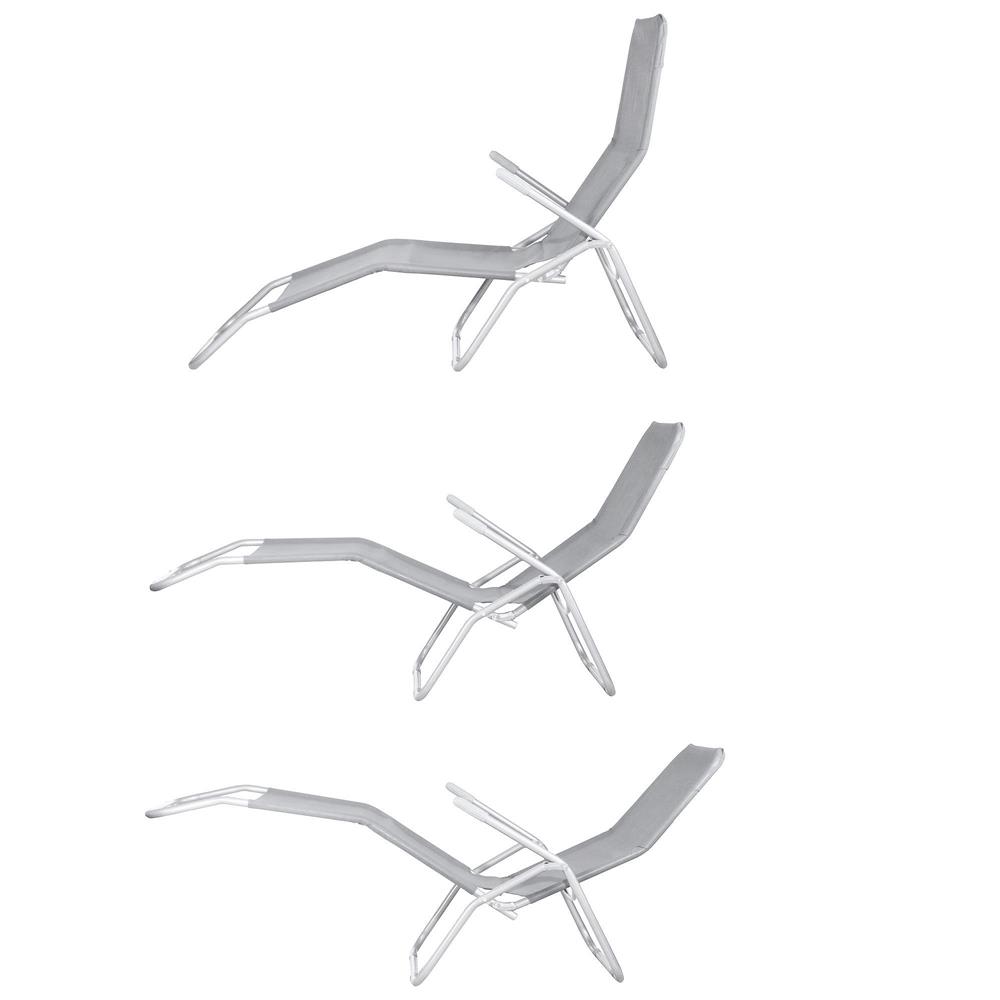 Sezlong pliabil Zero Gravity cu sezut din textilene, capacitate 120 kg, 60x185x96 cm, gri deschis - imagine 2