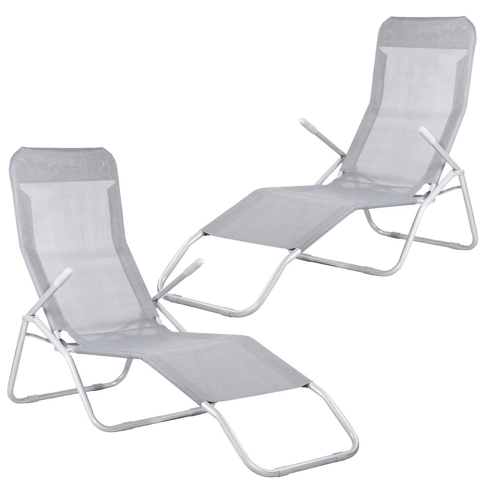 Sezlong pliabil Zero Gravity cu sezut din textilene, capacitate 120 kg, 60x185x96 cm, gri deschis - imagine 13