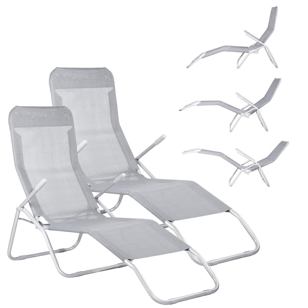 Sezlong pliabil Zero Gravity cu sezut din textilene, capacitate 120 kg, 60x185x96 cm, gri deschis - imagine 14