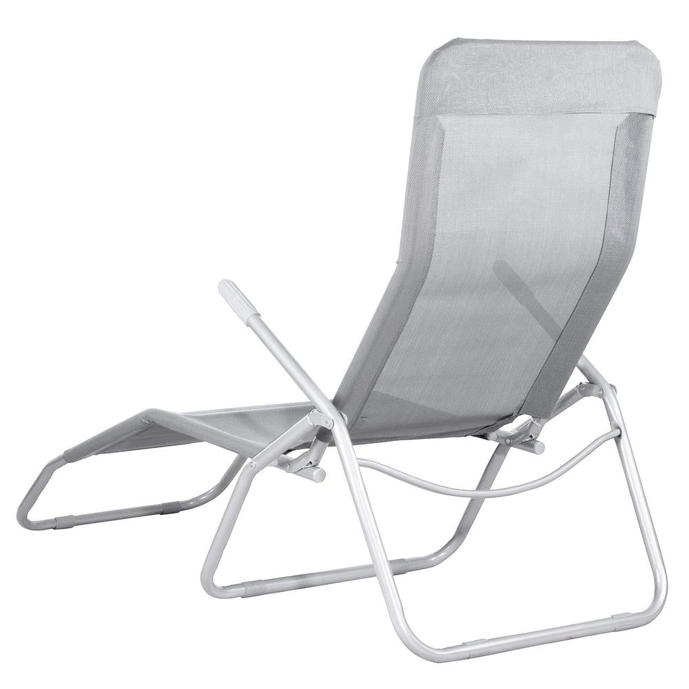 Sezlong pliabil Zero Gravity cu sezut din textilene, capacitate 120 kg, 60x185x96 cm, gri deschis - imagine 15