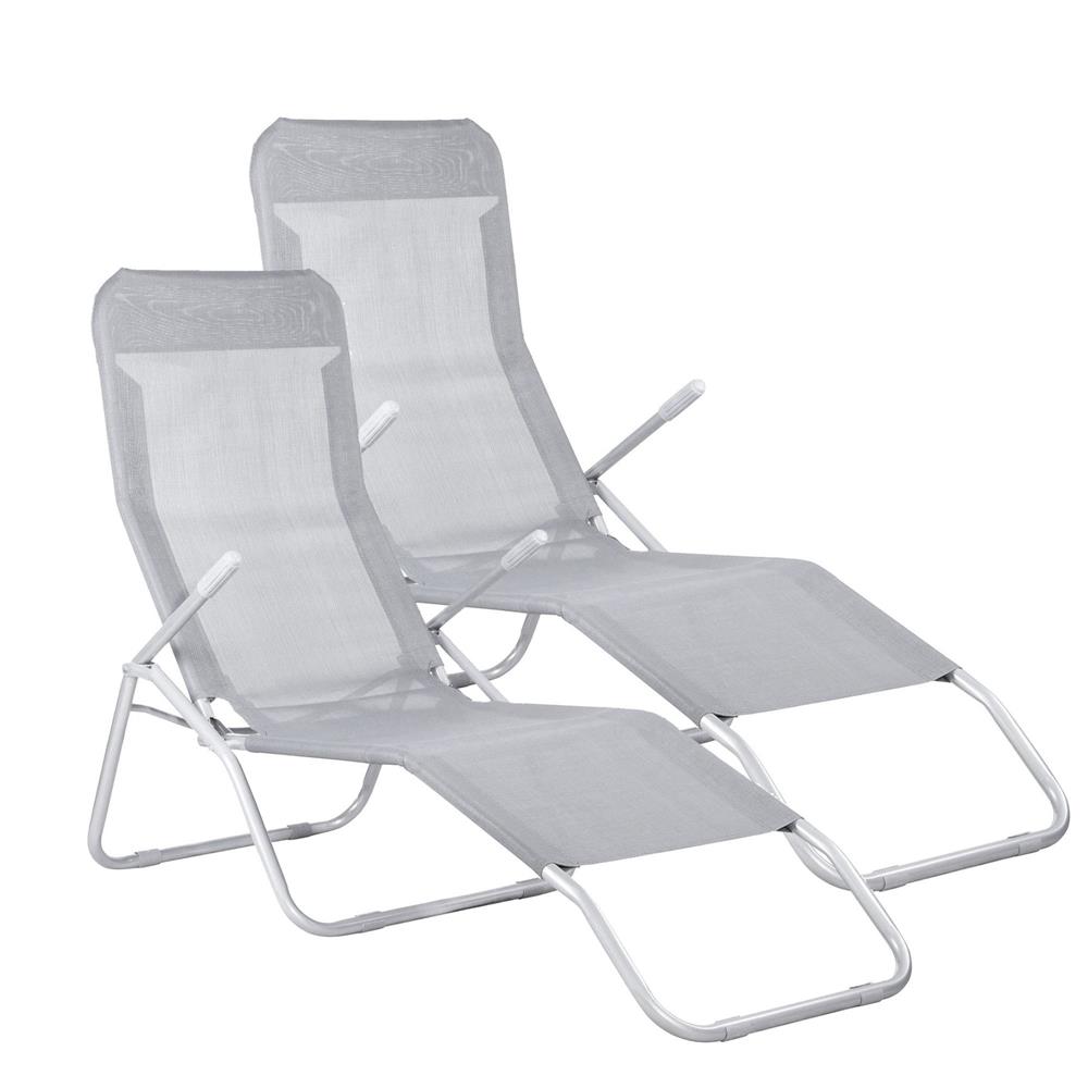 Sezlong pliabil Zero Gravity cu sezut din textilene, capacitate 120 kg, 60x185x96 cm, gri deschis - imagine 16