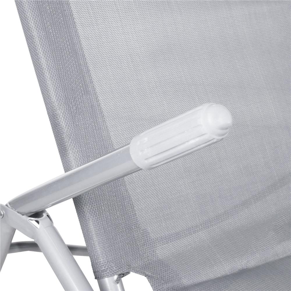 Sezlong pliabil Zero Gravity cu sezut din textilene, capacitate 120 kg, 60x185x96 cm, gri deschis - imagine 4