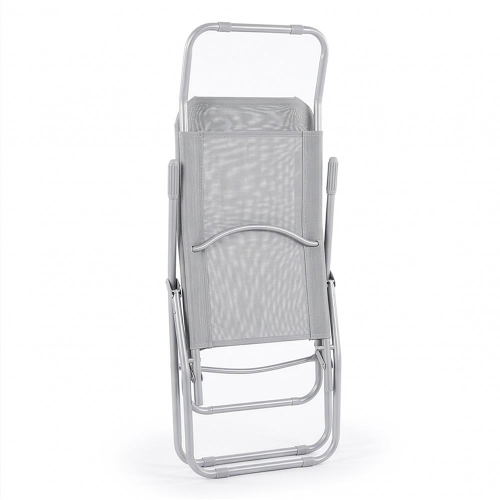 Sezlong pliabil Zero Gravity cu sezut din textilene, capacitate 120 kg, 60x185x96 cm, gri deschis - imagine 26