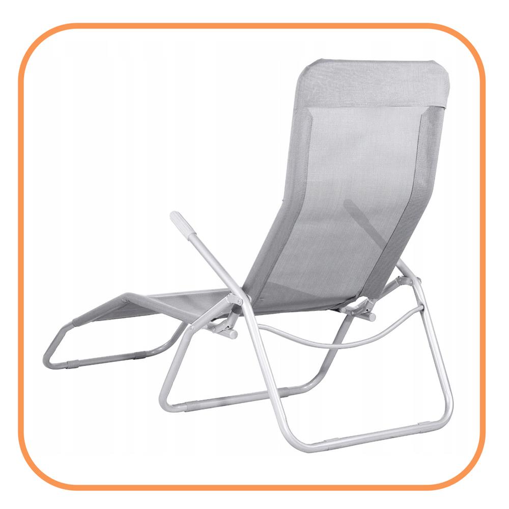Sezlong pliabil Zero Gravity cu sezut din textilene, capacitate 120 kg, 60x185x96 cm, gri deschis - imagine 7