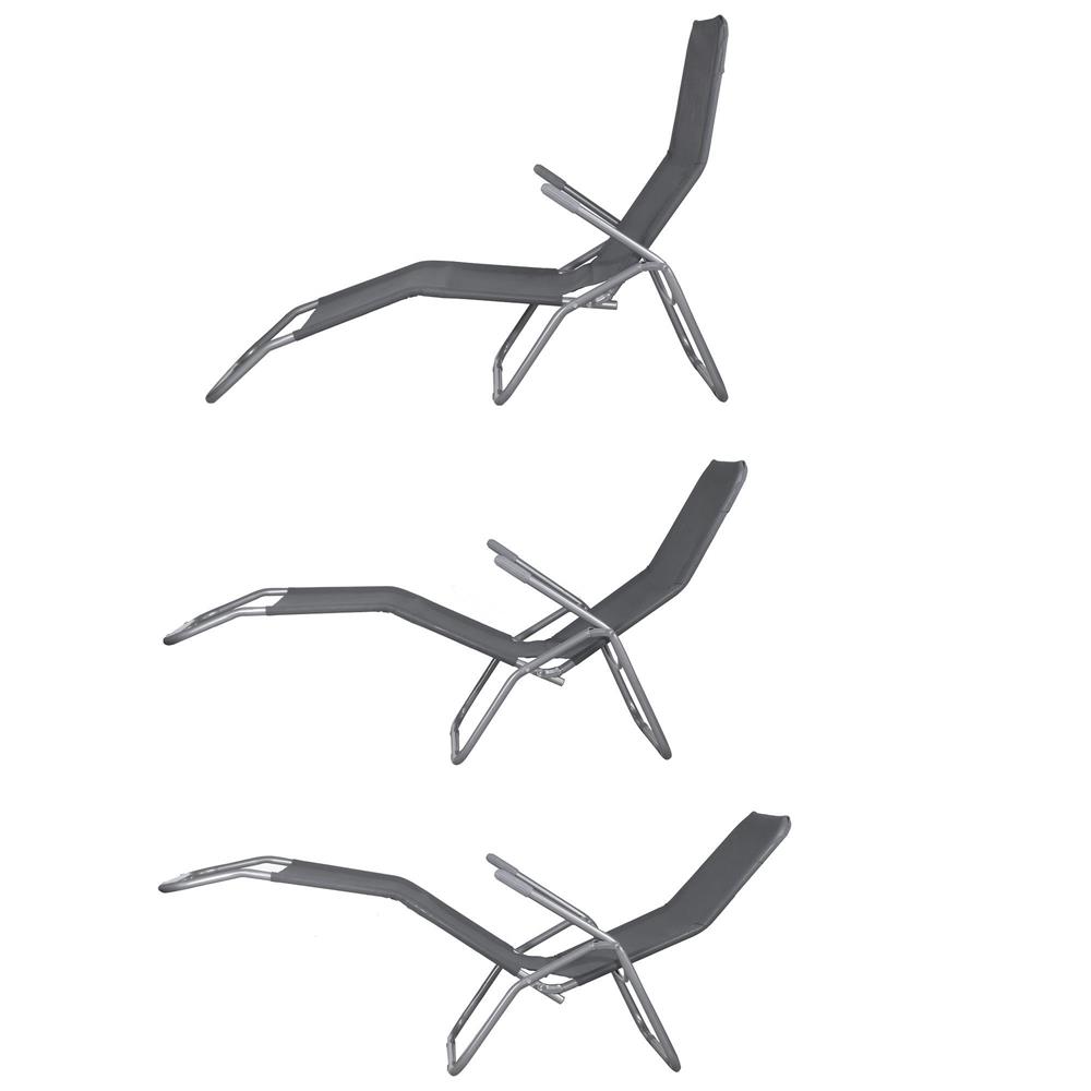 Sezlong pliabil Zero Gravity cu sezut din textilene, capacitate 120 kg, 60x185x96 cm, gri - imagine 2
