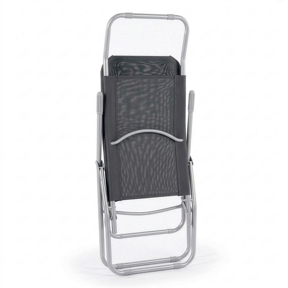 Sezlong pliabil Zero Gravity cu sezut din textilene, capacitate 120 kg, 60x185x96 cm, gri - imagine 21
