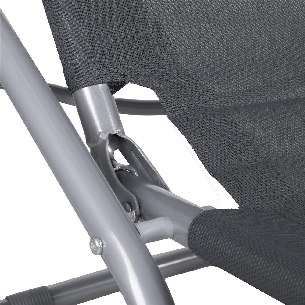 Sezlong pliabil Zero Gravity cu sezut din textilene, capacitate 120 kg, 60x185x96 cm, gri - imagine 6