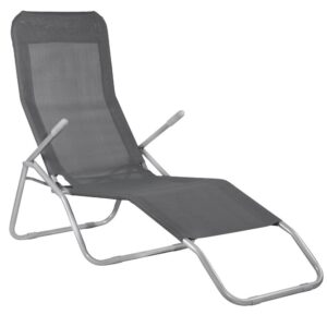 Sezlong pliabil Zero Gravity cu sezut din textilene, capacitate 120 kg, 60x185x96 cm, gri