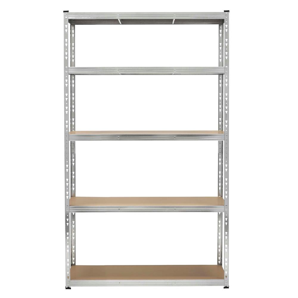 Raft metalic de depozitare cu 5 polite reglabile MDF, structura zincata, capacitate 1000 kg, 120x45x205 cm, gri - imagine 12