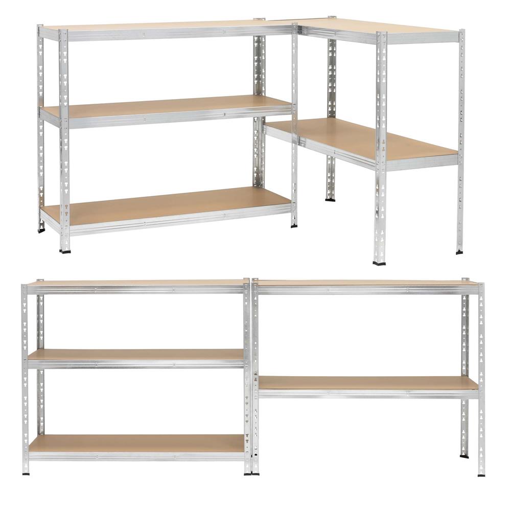 Raft metalic de depozitare cu 5 polite reglabile MDF, structura zincata, capacitate 1000 kg, 120x45x205 cm, gri - imagine 13