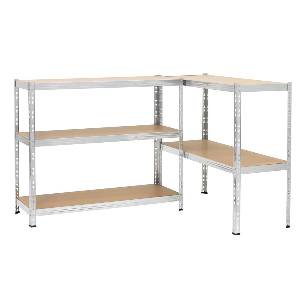 Raft metalic de depozitare cu 5 polite reglabile MDF, structura zincata, capacitate 1000 kg, 120x45x205 cm, gri - imagine 4